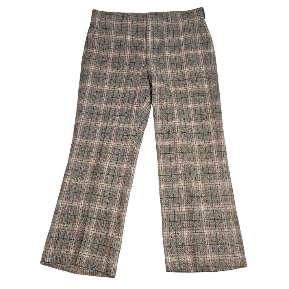 VTG Pendleton Pants Mens 32x30 Gray Tweed Wool Plaid Dress Straight Leg USA